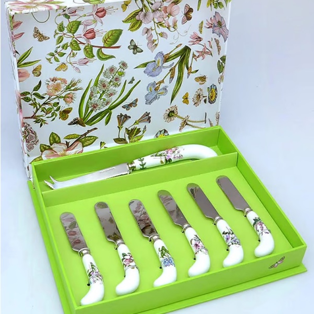 Portmeirion (7 Pc Motif) Cheese Knife & Spreader Set